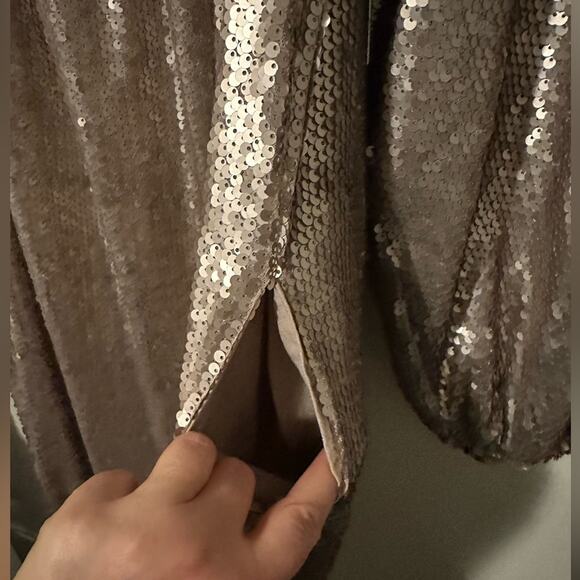 Mare Mare x Anthropologie Calliope Gold Sequined Midi Dress Medium NEW - Picture 10 of 13